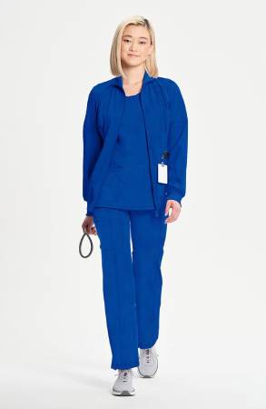 infinity scrubs Women's Zip Front Warm-Up Solid Scrub Jacket